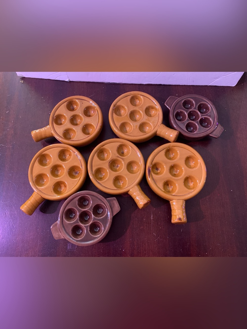 Set of 7 Vintage Ceramic Escargot Dishes - Made in Canada